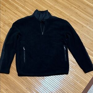 Levi's Men's Black Fleece 1/4 Zip Sweater With Canvas Collar And Sleeve Detail